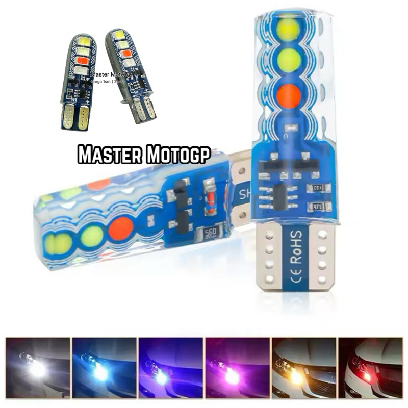T10 3030 8smd lampu senja 8 mata led batik Lampu Sen Jelly Crystal RGB 8 mata led bulat warna warni 