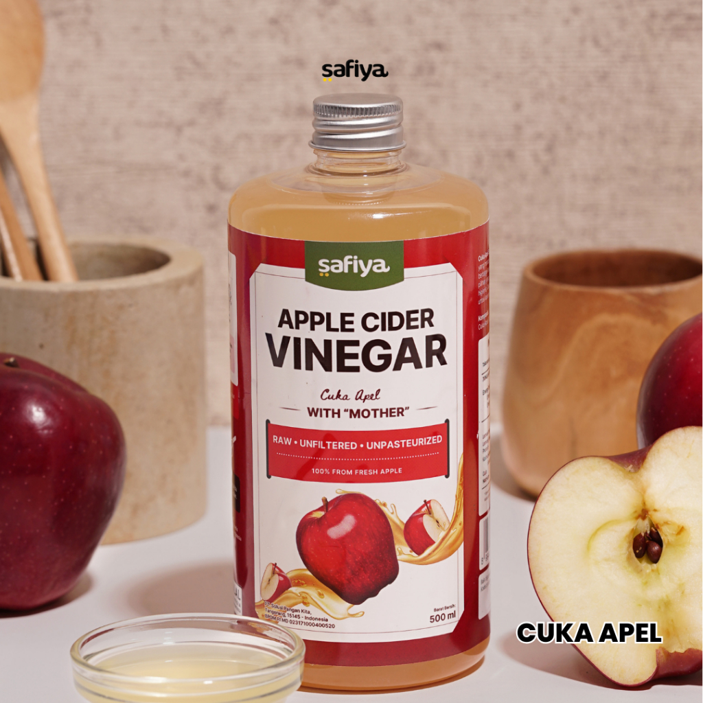 

Cuka Apel Safiya 500 ml | Cuka Apel Murni Apple Cider Vinegar With Mother Minuman Diet/Detox 100% Apel Fresh Raw Unfiltered Unpasteurized