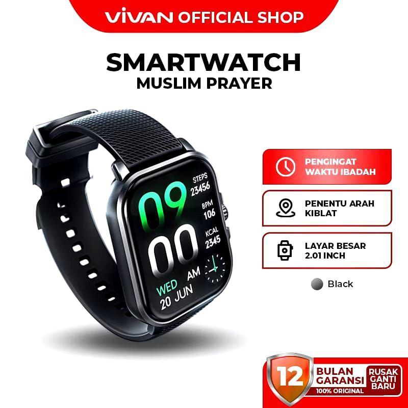 Smart Watch Vivan VWF16 Muslim Prayer Smartwatch IP68 WATERPROOF SPORTS MODE ORIGINAL