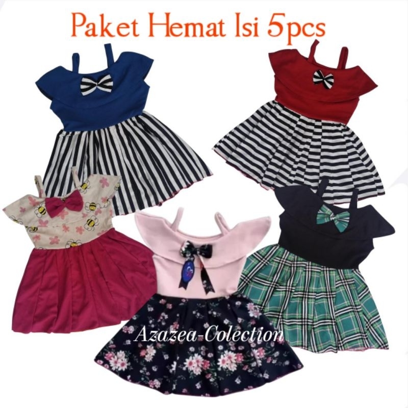 Paket Hemat Isi 5Pcs Dress Bayi Anak Perempuan Model Kemben Tali Terbaru Termurah Terlaris Buat Usia