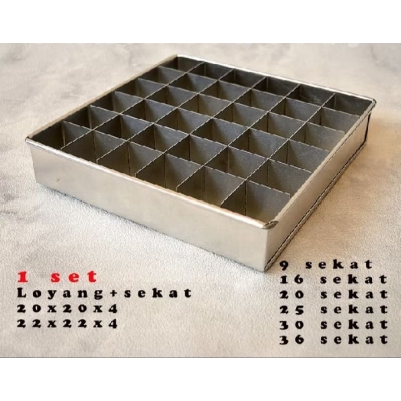 1 Set Loyang Dan Sekat Ukuran 20x20x4 Cm & 22x22x4 Cm 25x25x4 Cm 20x10x4 Cm Lubang 16/20/24/25/30/36