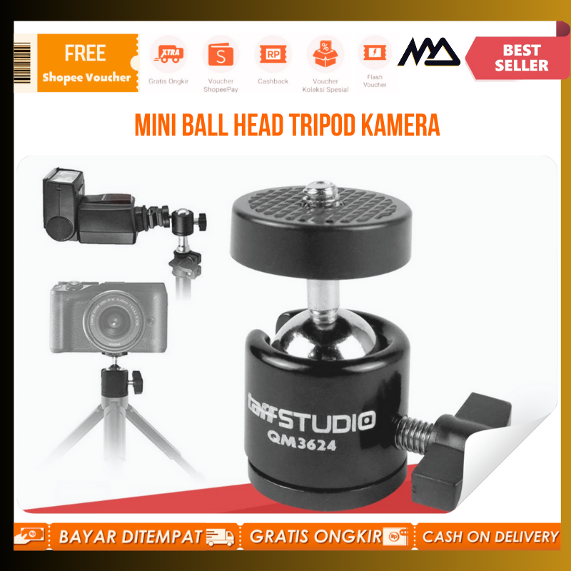 Mini Ball Head Tripod Kamera DSLR 360 Swivel 1/4 / Kepala Bola 360 Derajat Mini Tripod / Ball Head