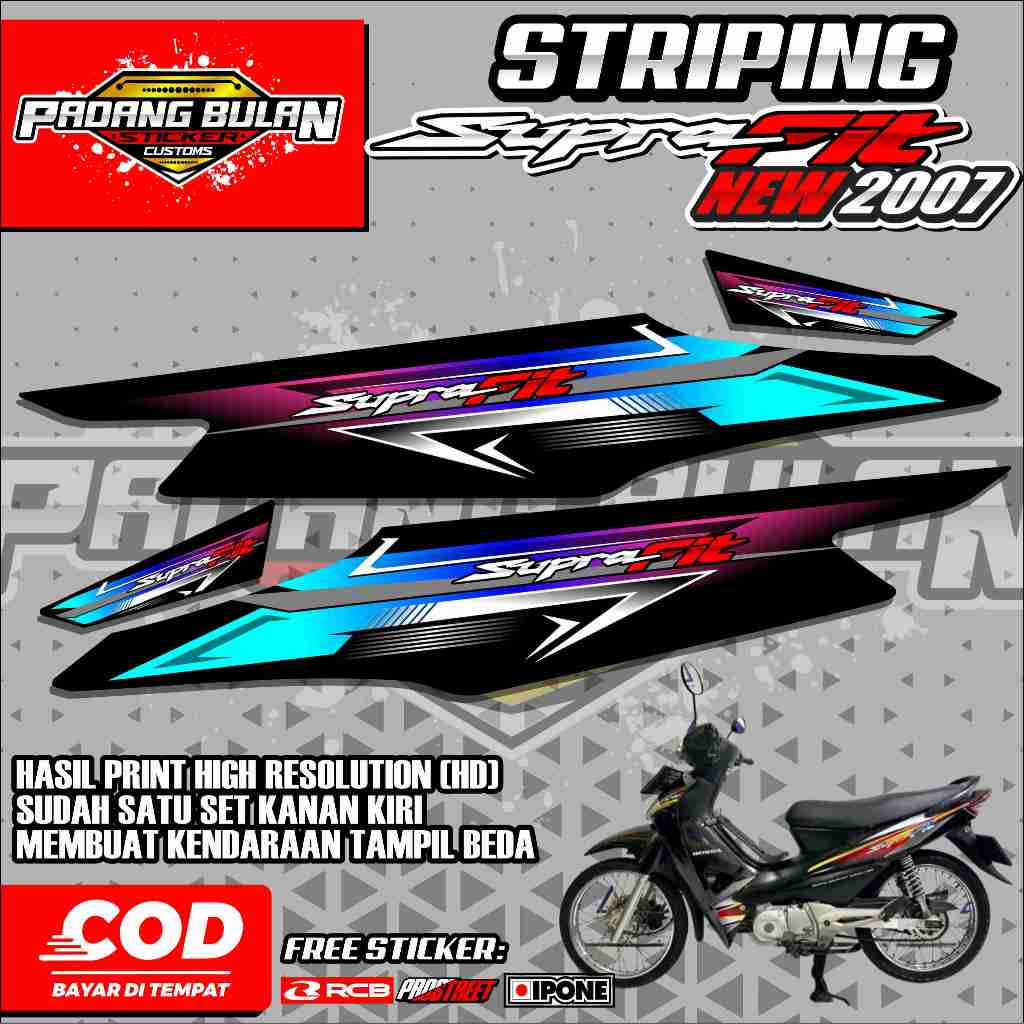 STRIPING VARIASI HONDA SUPRA FIT NEW 2007 / STIKER LIST HONDA SUPRA FIT NEW 2007 MOTIF SIMPEL
