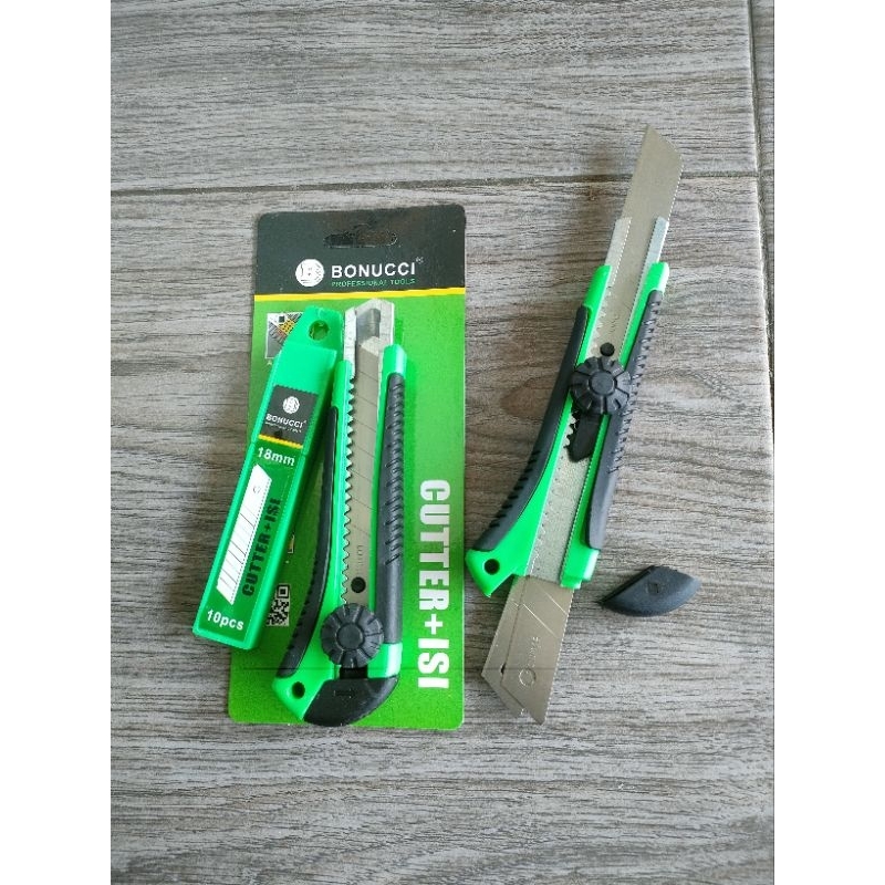 

BONUCCI Pisau Cutter Pemotong Kater Besar + Isi 10pcs Cater Kertas 18mm