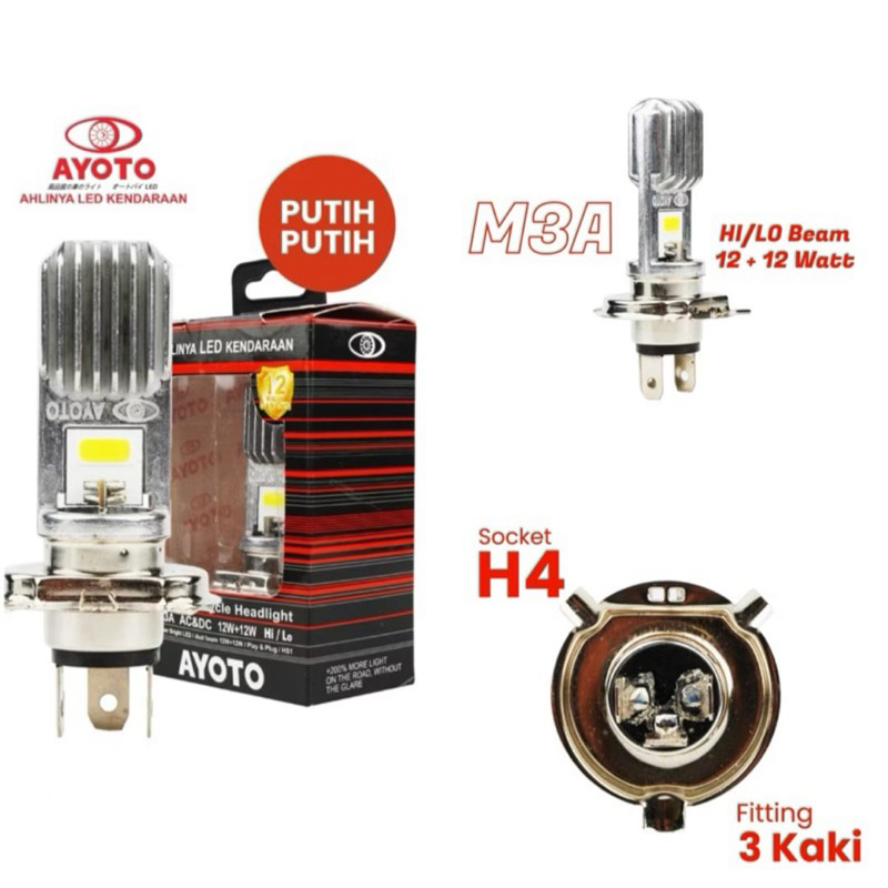 BALON LAMPU DEPAN M3A H4 PUTIH AYOTO