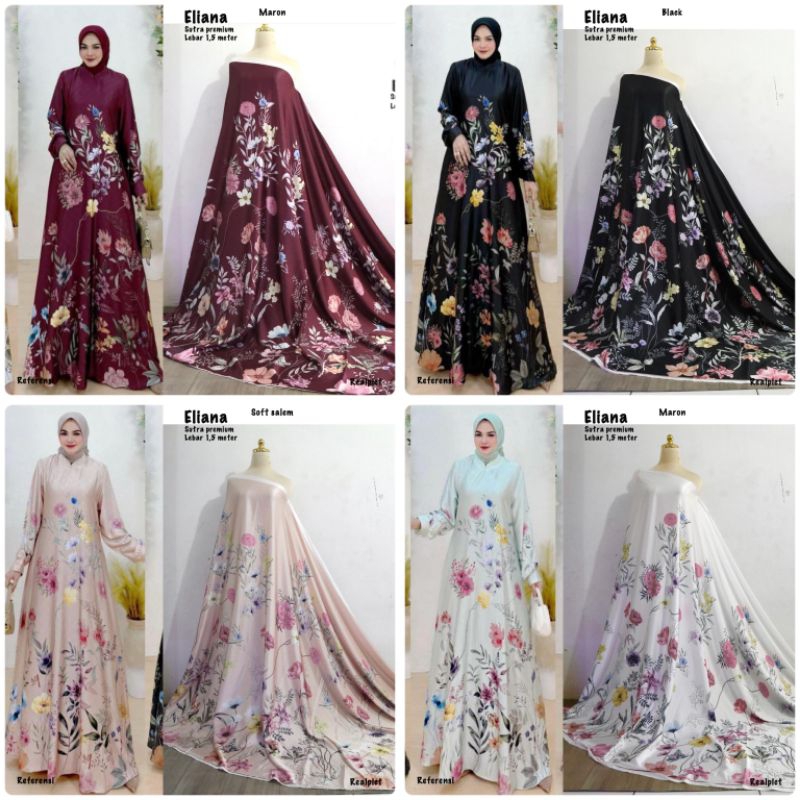 Kain Meteran Arabian Silk Motif Naura//Motif Bunga Besar//Kain Gamis Bahan Sutra Premium//Sarimbit L
