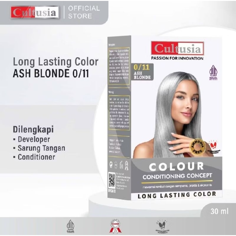 Pewarna rambut Cultusia ASH BLONDE 0/11 / SILVER /ABU"