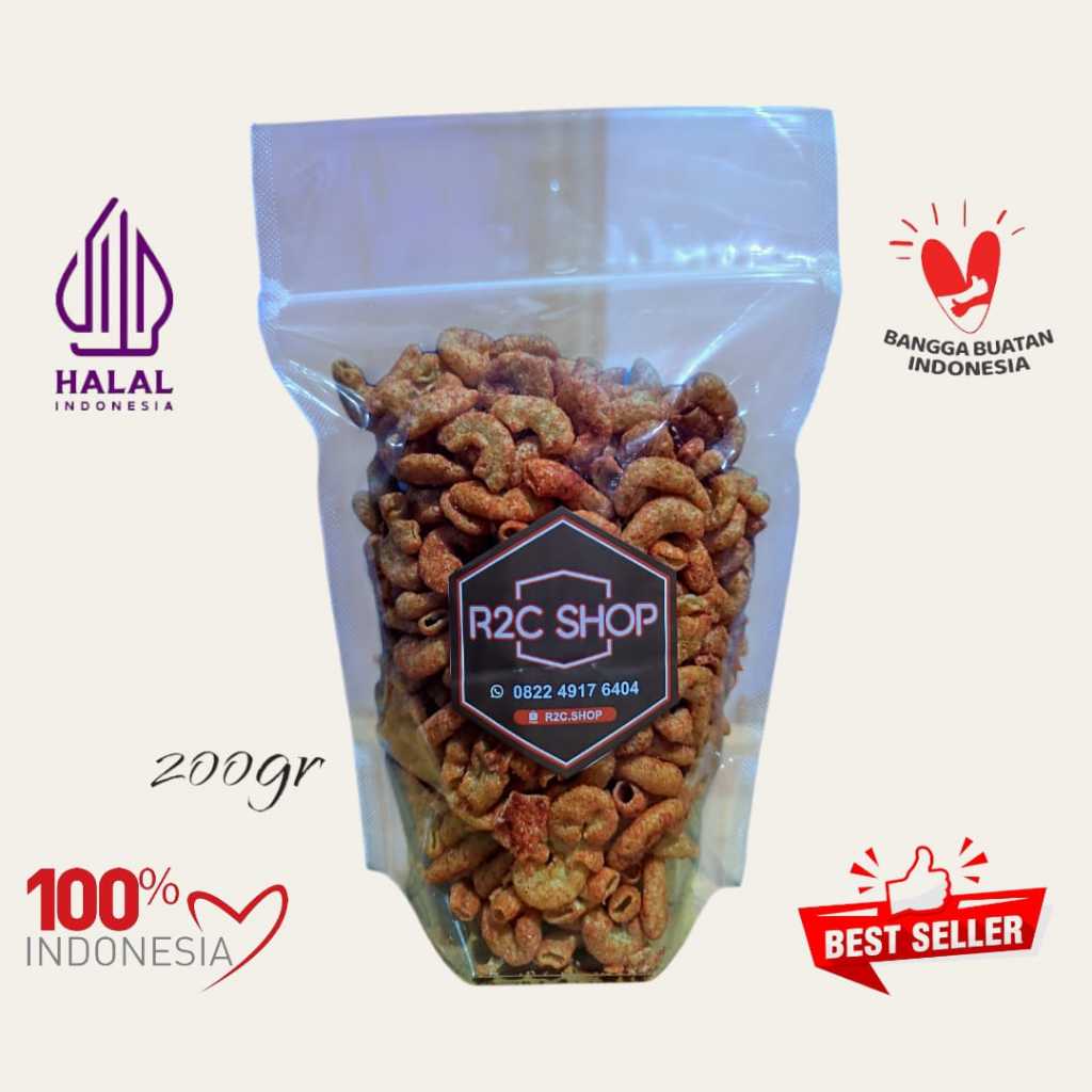 

Makaroni Renyah Snack Cemilan Macaroni Nasi Padang Pedas Gurih Balado Kemasan 200gram Standing Pouch