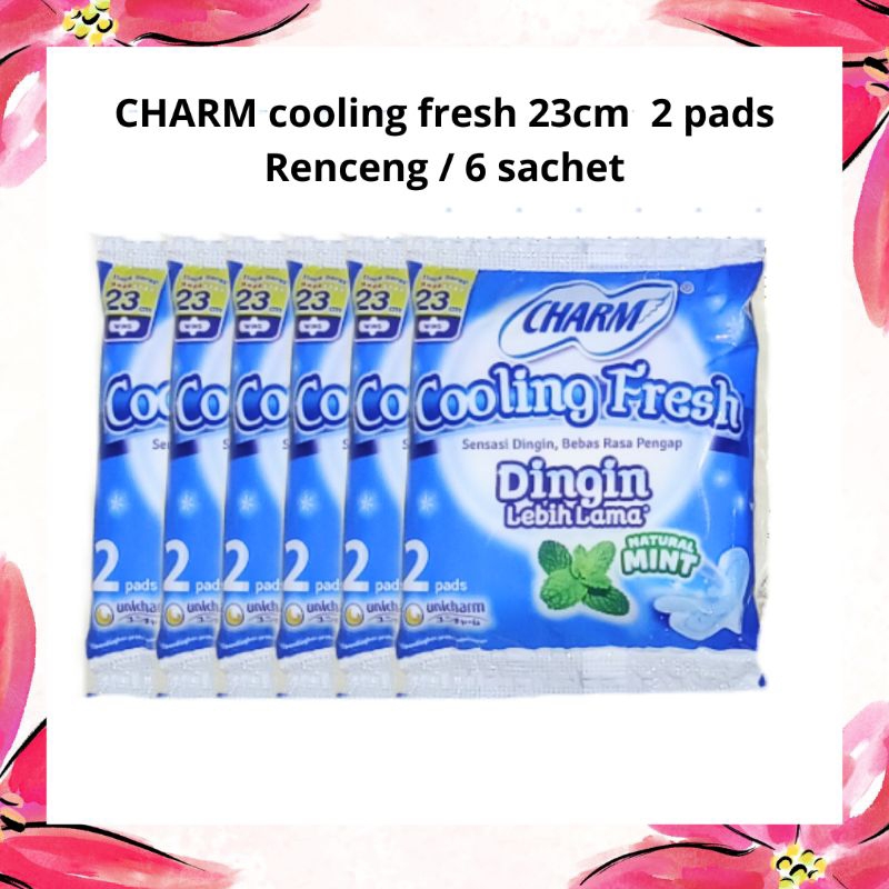Charm Cooling  Fresh wings 23cm 2pads renceng 6 sachet- Pembalut wanita