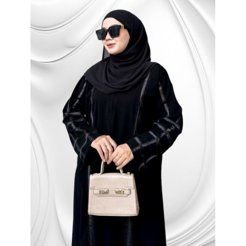 ALKHATIB ABAYA WANDA MATA 1 JETBLACK MATA HITAM DAN PUTIH Wanita Muslim Lembut Umroh