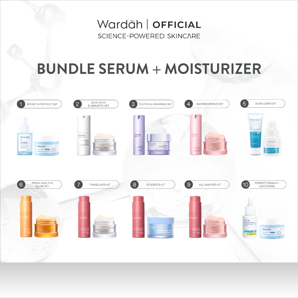 New  Wardah Paket Moisturizer + Serum For Perfect Result (Symradiance, Peeling, Brightening, Dark Sp