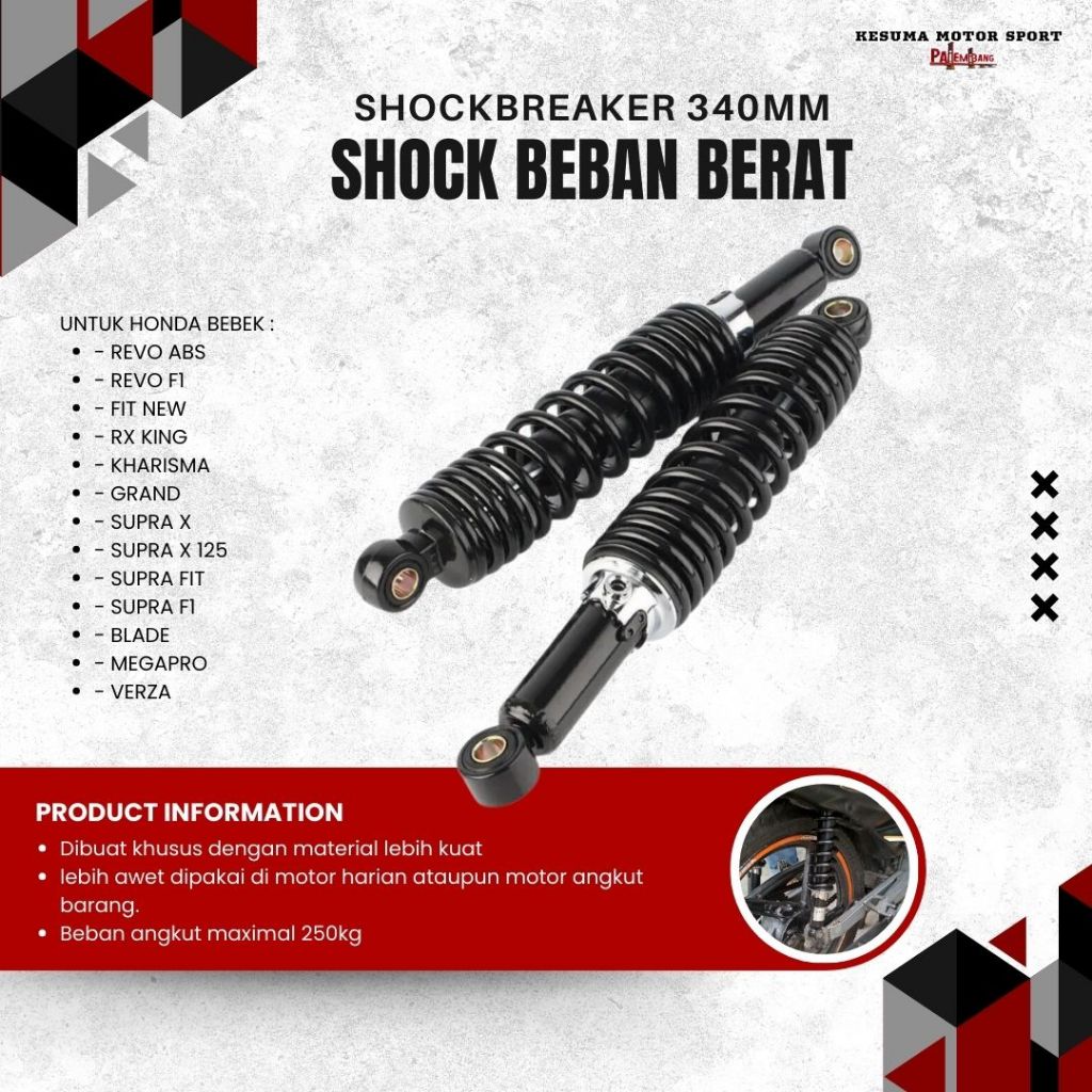 SHOCKBREAKER / SHOCK HONDA BEBEK BEBAN BERAT UK.340MM MURAH/SHOCK BELAKANG MOTOR REVO/SUPRA/KHARISMA