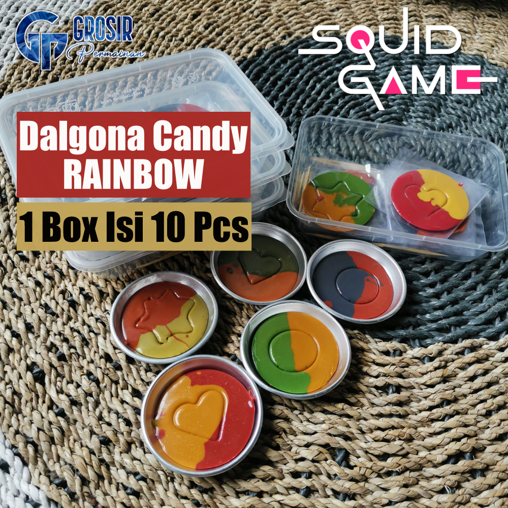 

Varian Terbaru Dalgona Candy Rainbow Permen Viral Squid Game Motif Pelangi 1 Box Isi 10 Pcs