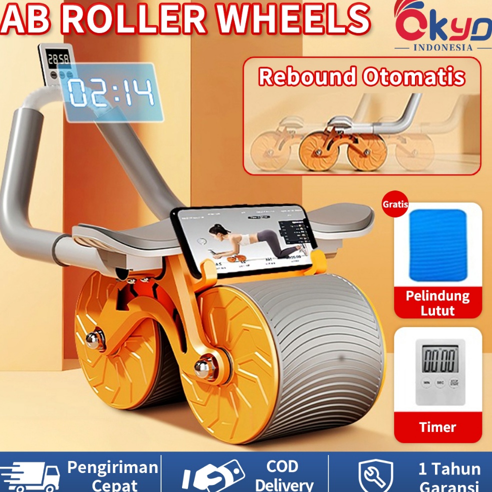 55BEST PRODUCT Ab Roller WheelsAb RollerAbdominal Roller alat gym Automatic Rebound