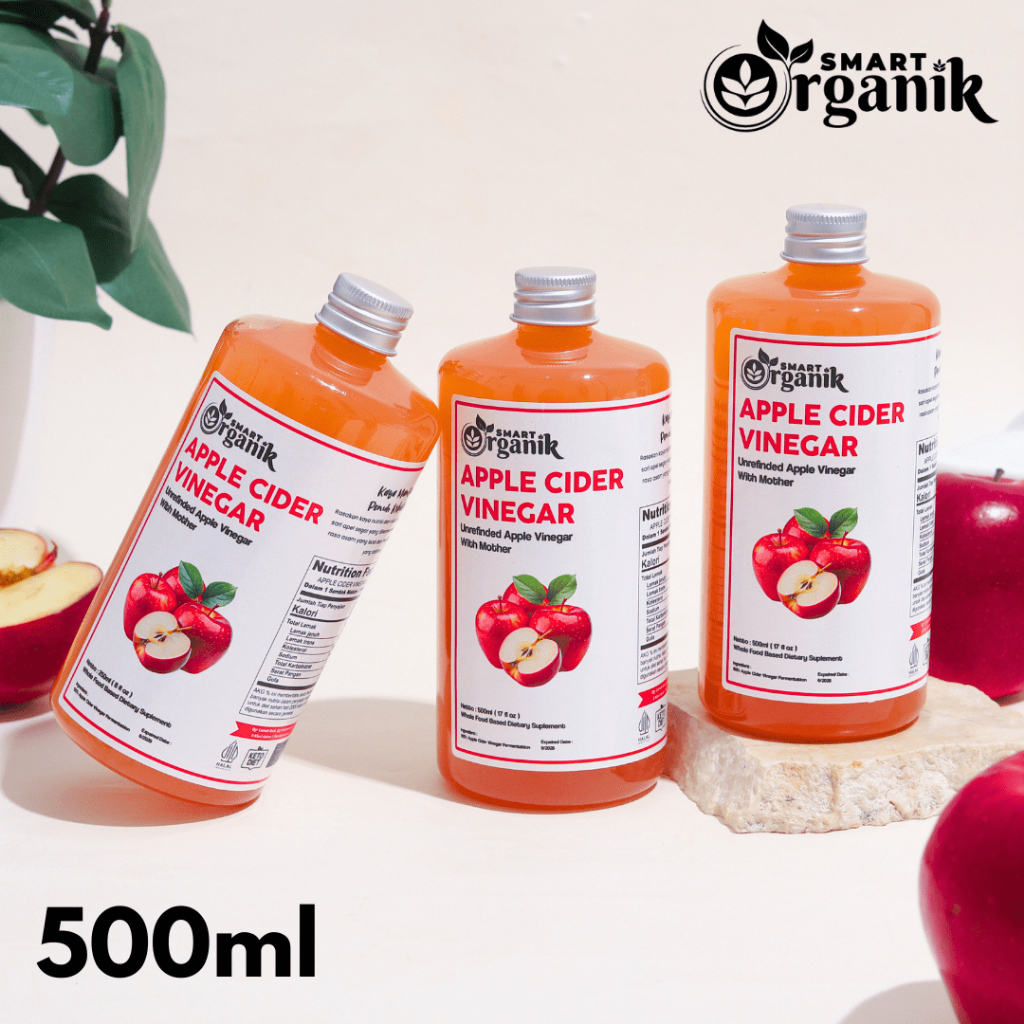 

SMART ORGANIK Cuka Apel Murni Asli /Apple Cider Vinegar With Mother Cuka Sari Apel Murni