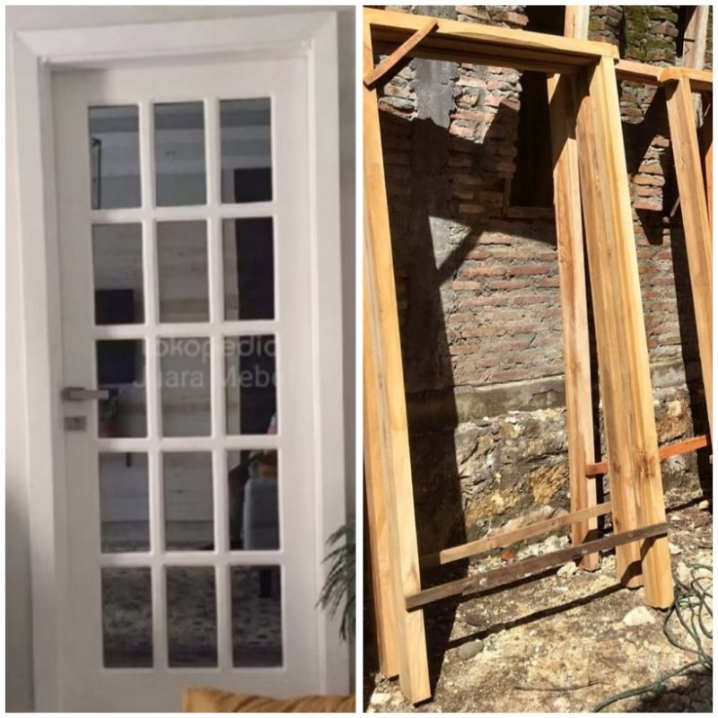 kusen + pintu rumah,motif kaca kayu jati tua