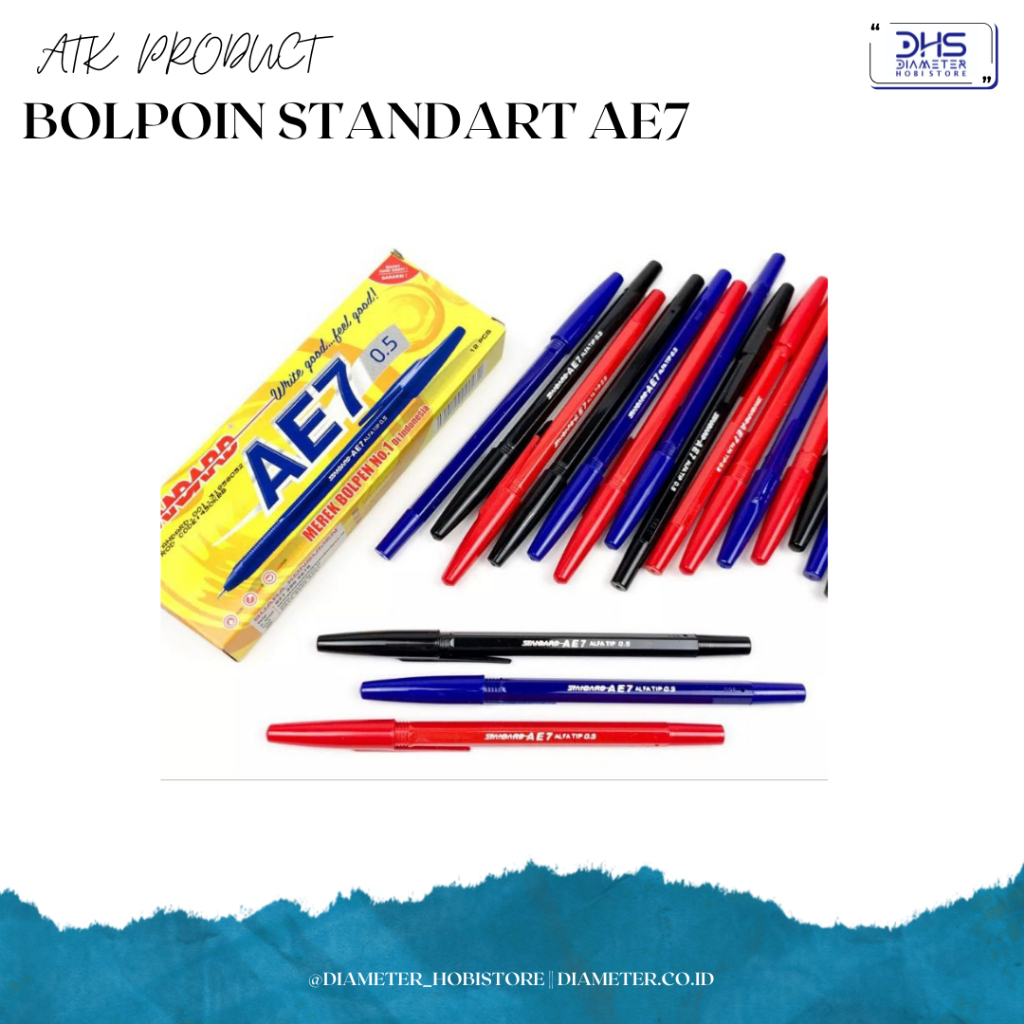 

Bolpen Standart AE7 Biru / Hitam / Merah / Bolpoin standart