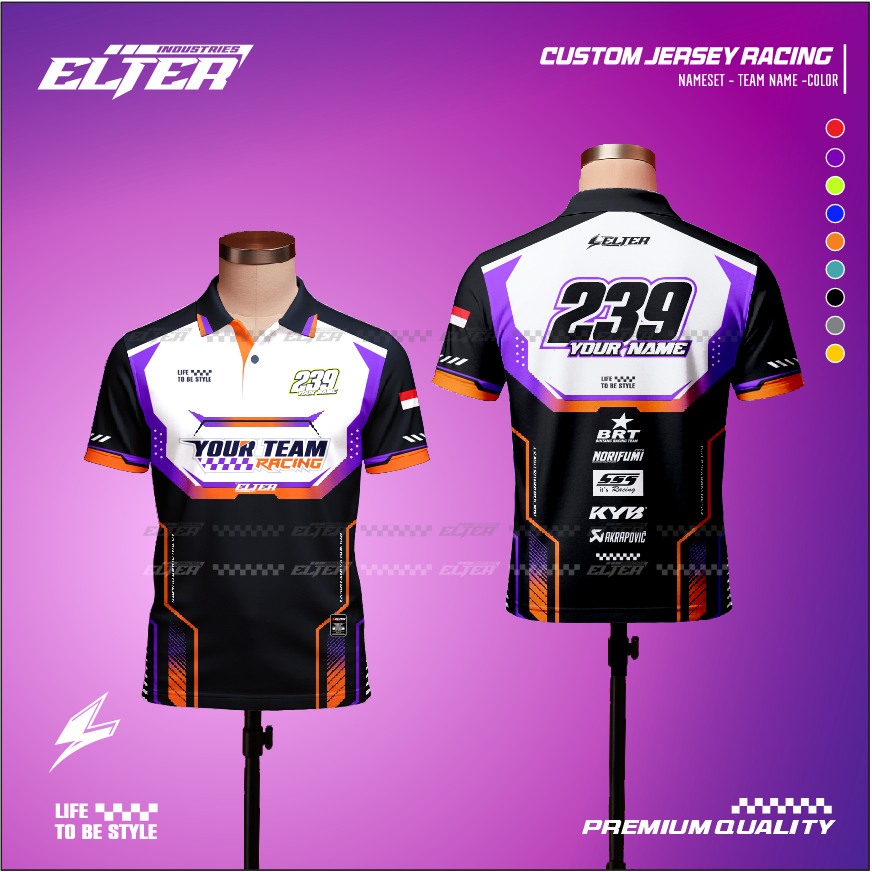ELTER industries  Jersey Racing / Baju Motocross / Berkerah Printing / Kaos Supermoto Custom drifit 