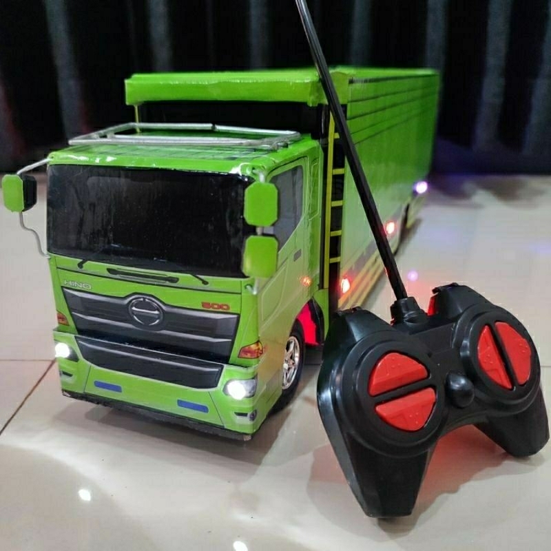 Truk tronton miniatur Hino 500 variasi lampu warna-warni full plus remote control cas