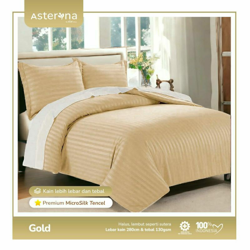 SPREI SET 90X200 MICROTENSEL GERAMASI 120 STANDAR HOTEL SALUR GOLD