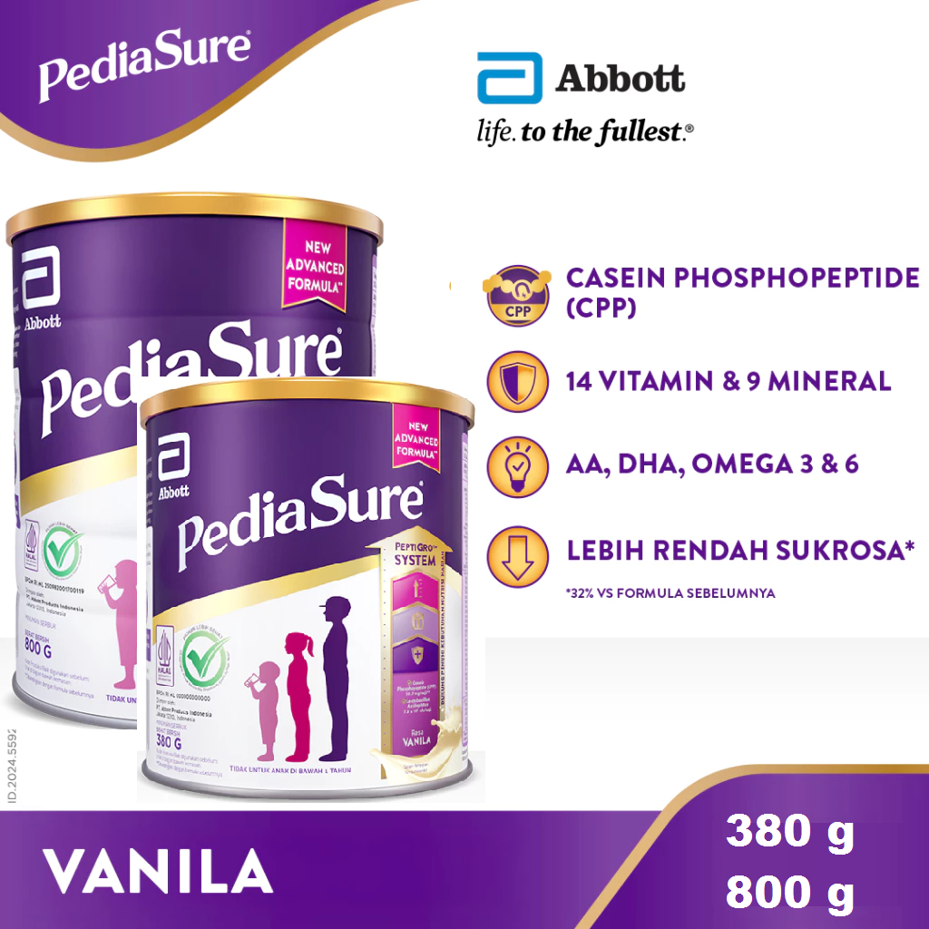 

PediaSure Vanila 380g 800g (1-10th) - Susu Nutrisi Pertumbuhan Anak