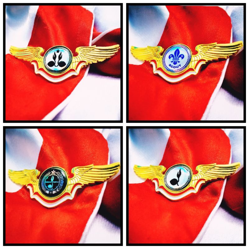 Wing logam pramuka umum hologram terbaru premium fiberglass peniti, viral, penggalang, penegak, pand