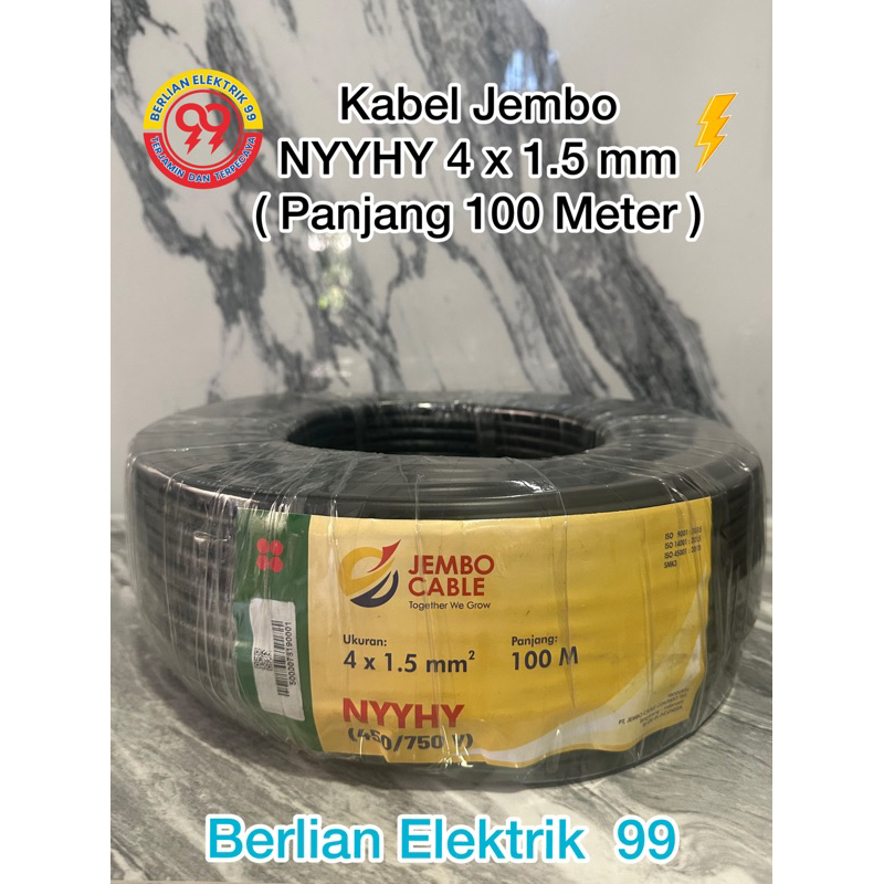 kabel jembo NYYHY 4x1,5mm hitam serabut(1roll 100meter)JEMBO NYYHY 4x1,5mm