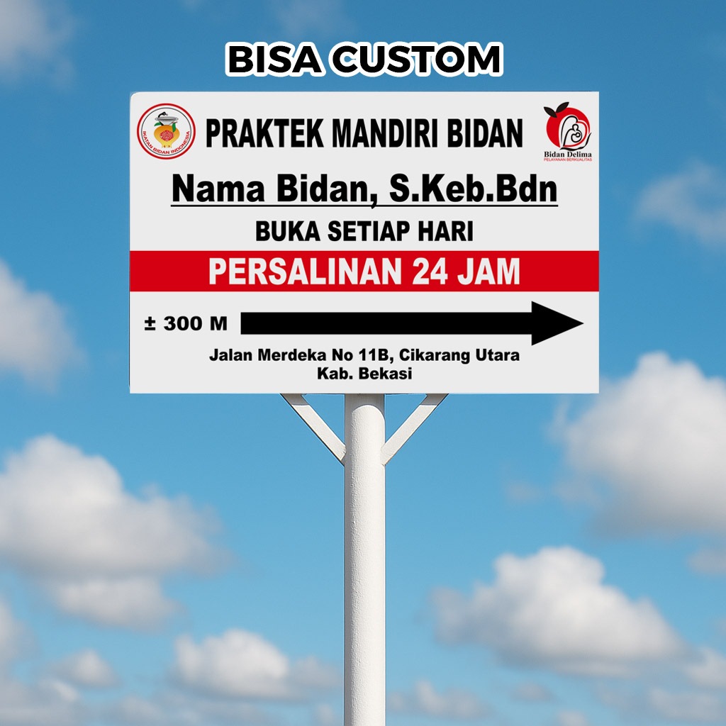 

Cetak Banner Malang | Tiang Besi Plang / Plakat / Papan Nama Bidan Custom