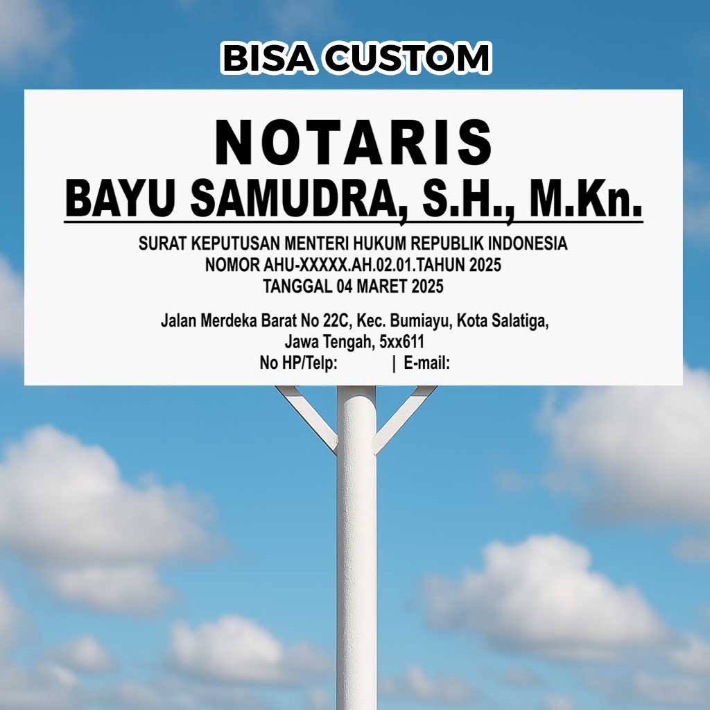 

Tiang Besi Plang / Plakat | Papan Notaris PPAT Hukum Custom | Cetak Banner Malang