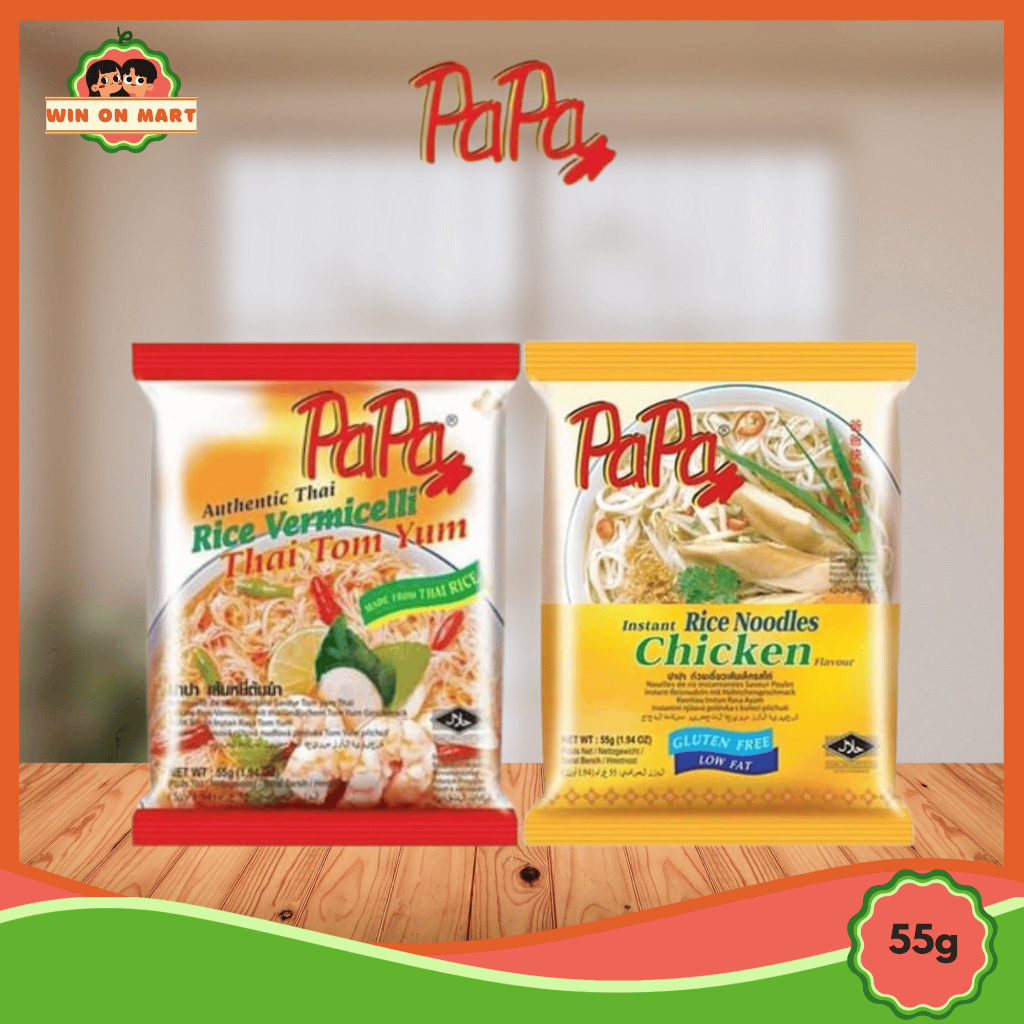 

Bihun | PaPa Rice Vermicelli 55gr | Thai Tom Yum | Ayam | Bihun Beras | Bihun Instan | Papa