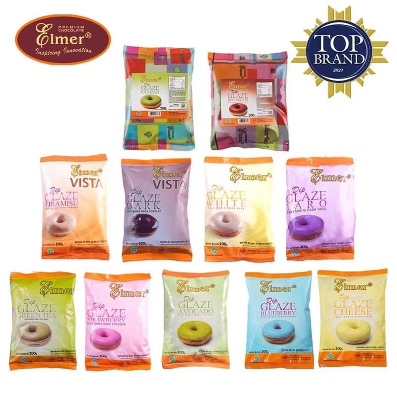 

ELMER SACHET/ SELAI DIP GLAZE TOPING DONAT ALL VARIAN RASA