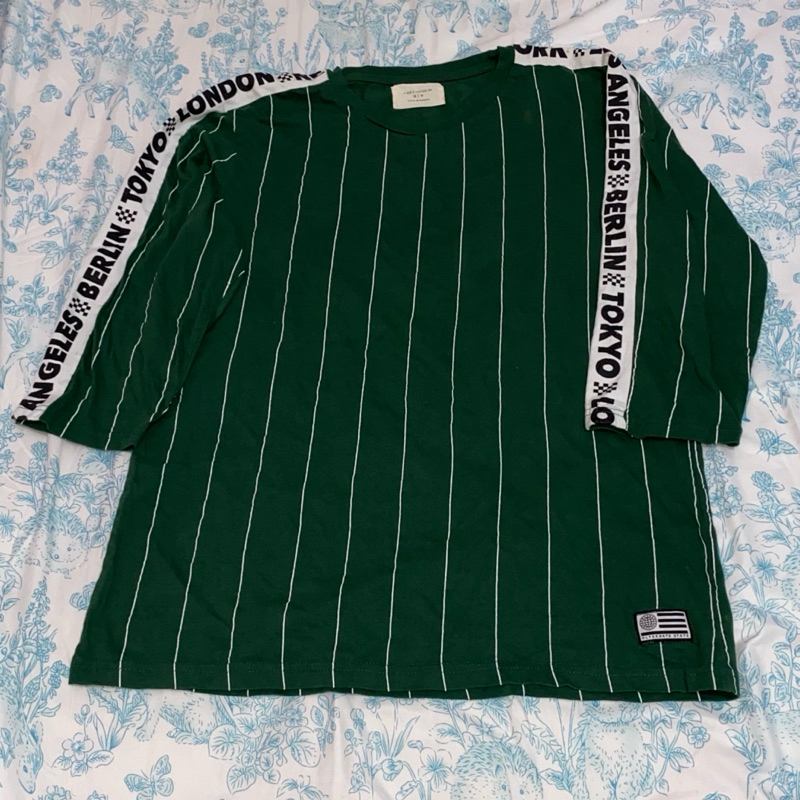 Cotton on long sleeve stripe shirt warna hijau tua