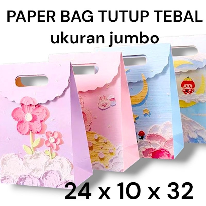 

PAPER BAG TUTUP PAPERBAG SOUVENIR KADO GODDIE BAG GIFT BOX HAMPERS PRINTING [INCLUDE PEREKEAT] 24X10X32 CM