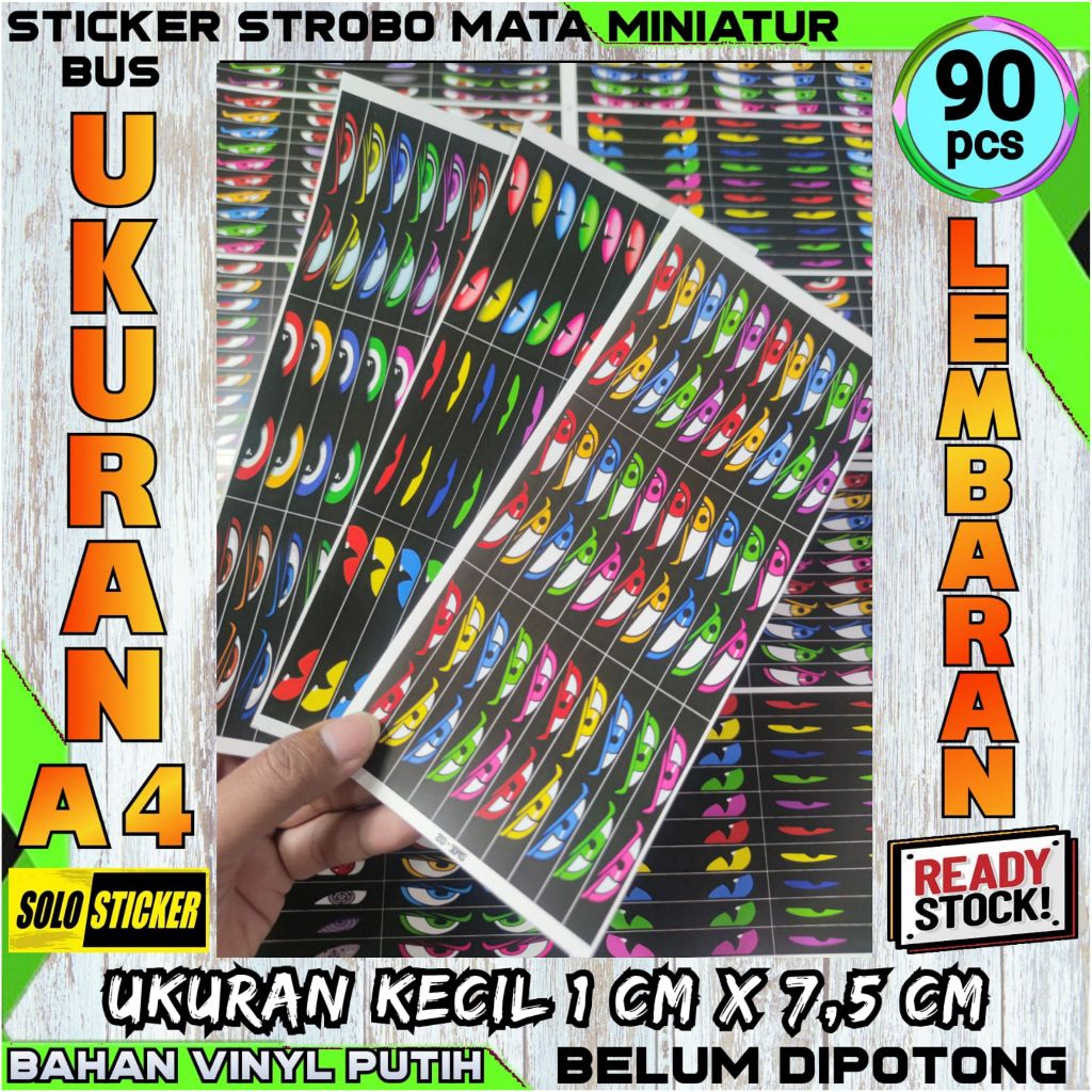 

Isi 90 pc Stiker Strobo Mata Kedip Bus Lembaran Ukuran Kecil 1 x 7,5 cm Bahan Hologram Anti Air