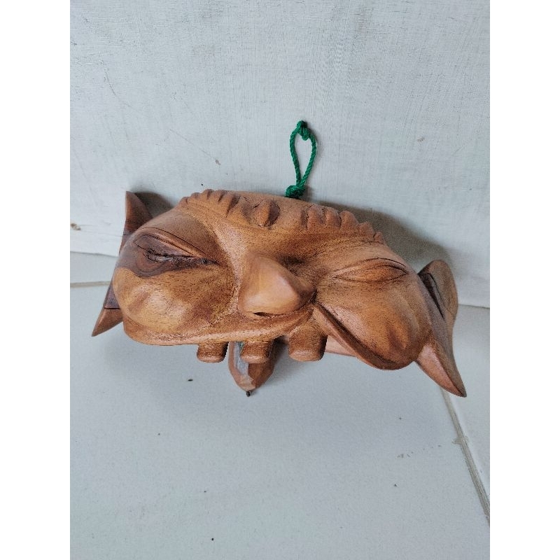 Klotok antik kolotok kleneng lonceng kayu ukir unik vintage koleksi klasik pajangan display lawas kl