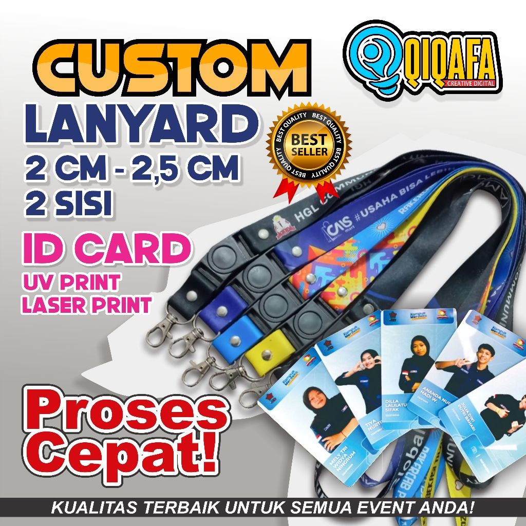 Custom ID Card + Lanyard Free Design, Pengerjaan Cepat