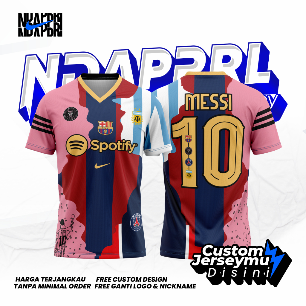 JERSEY ALL CLUB GOAT LIONEL MESSI FULL PRINTING FREE REQUEST DESIGN