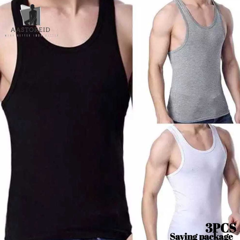 55 stok baru PAKET 3PCS SINGLET POLOS PRIA DEWASA KAOS DALAM COWOK ADEM LEKTON TERLARIS KUTANG COWO 
