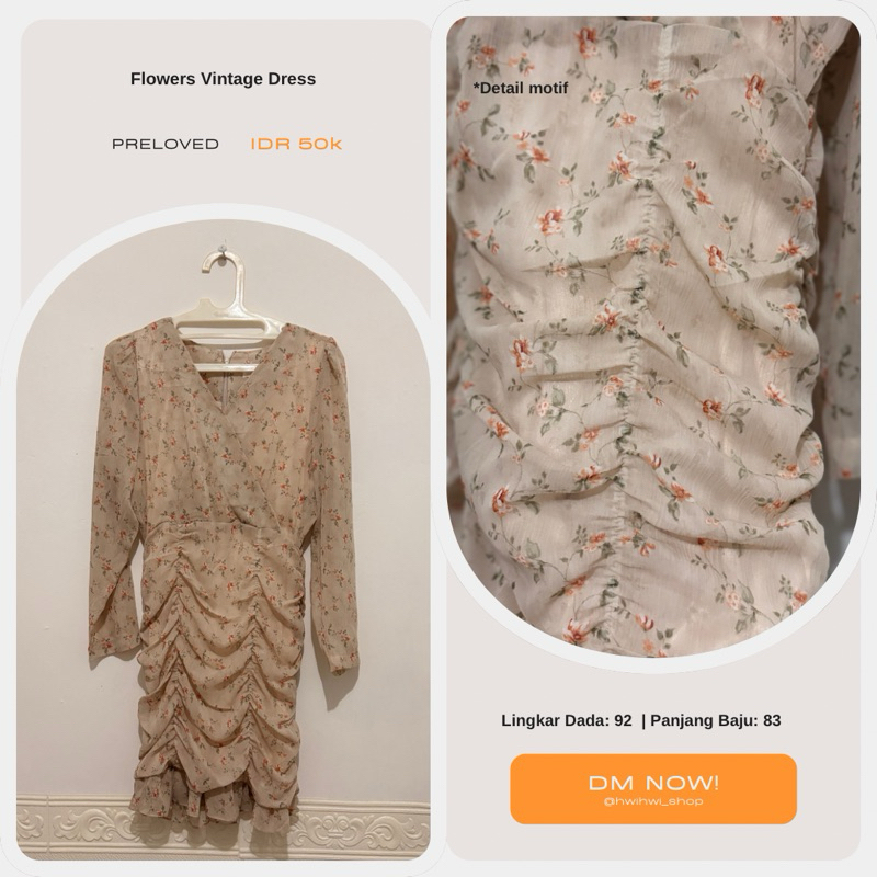 DRESS TUNIK VINTAGE FLOWERS BUNGA CANTIK KOREAN STYLE