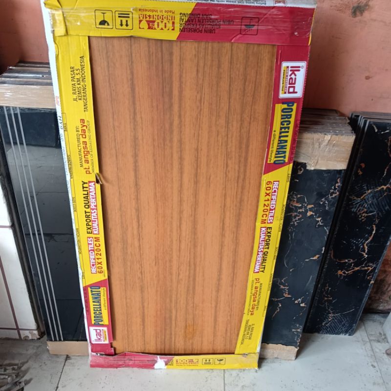 Granit lantai 60x120 Matt motif kayu mahogani Wood ikad