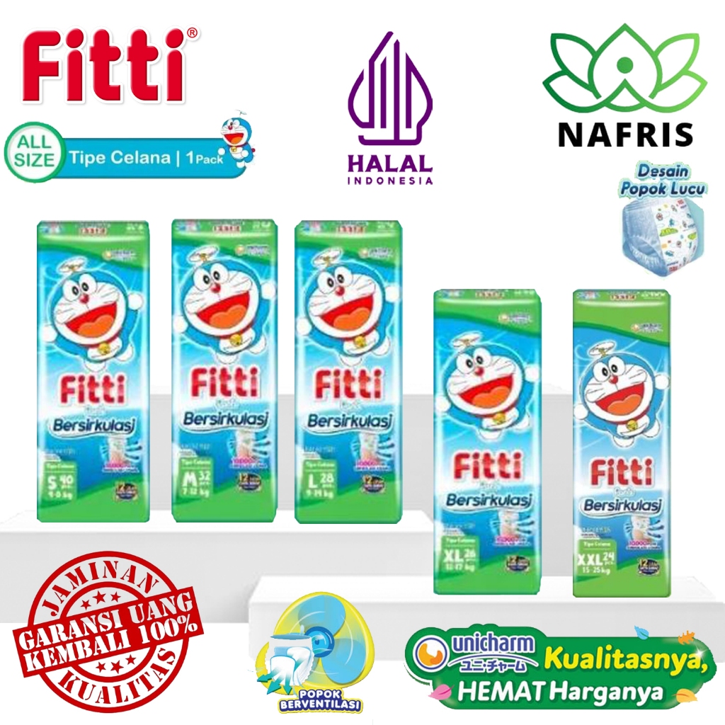 Fitti Pants Popok Celana M32|L28|XL26|XXL24|Diapers|Popok Sekali Pakai|Popok Bayi