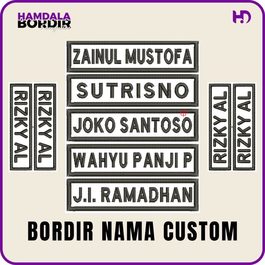 Label Nama Bordir satuan Label bordir baju Bordir nama