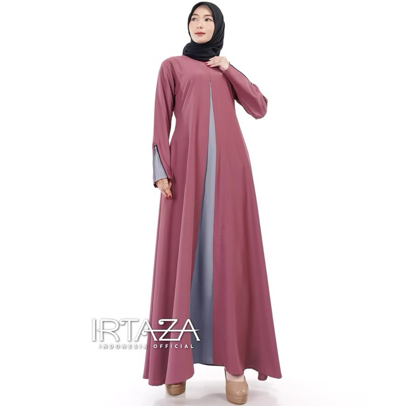 Gamis Wanita Hijabisme Dress Polos Kombinasi Barbara Silk