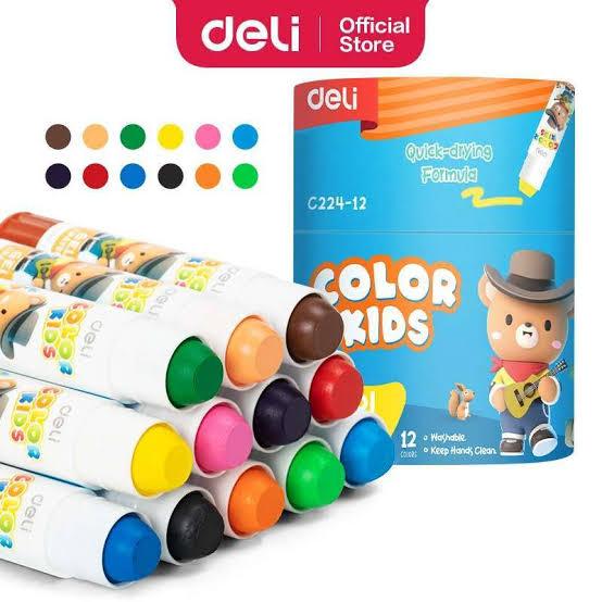 

DELI GEL CRAYON 12 COLOURS ROUND BARREL