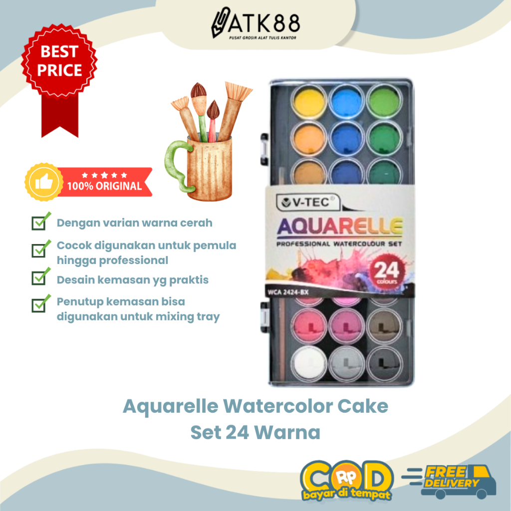 

[ATK88] Cat Air Watercolour Cake 24 Warna V-Tec Aquarelle