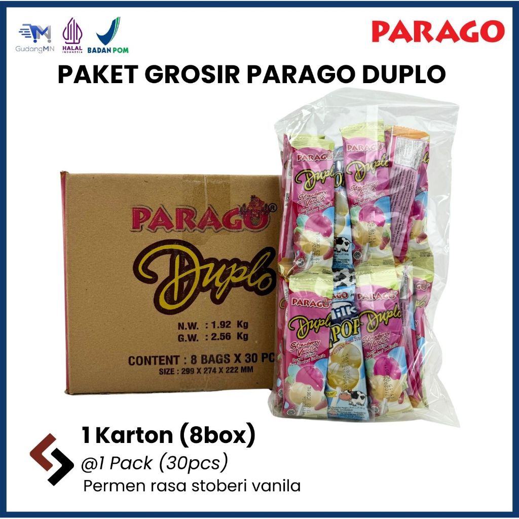 

PAKET GROSIR 1 KARTON= 8 PACK PARAGO DUPLO | PERMEN LOLIPOP