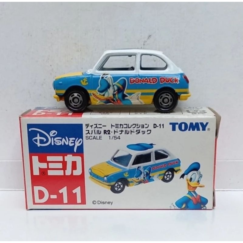 tomica subaru r2 r-2 disney donald duck d-11 tomy biru diecast (t)