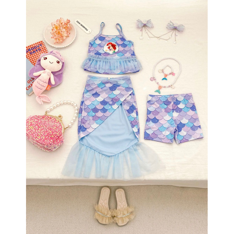 setelan mermaid ariel anak perempuan/ baju mermaid anak/ celana mermaid/baju disney ariel mermaid/ p