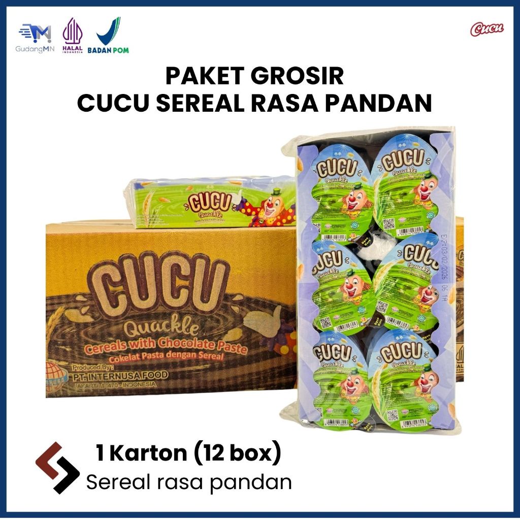 

CUCU SEREAL PANDAN | CUCU QUACKLE PANDAN [PAKET GROSIR 1 KARTON]