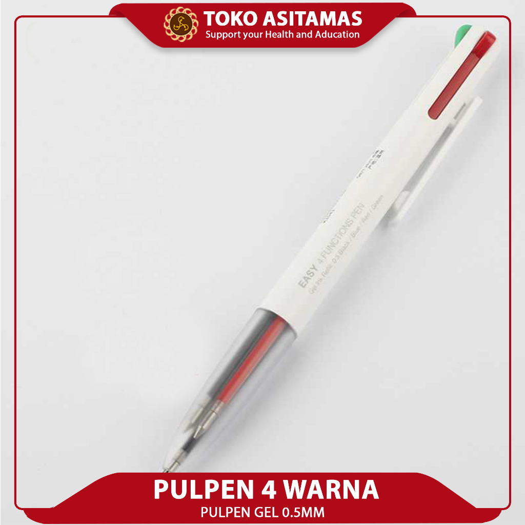 

Kaco Pulpen 4 Warna Multifunction Gel Pen Pena Bolpoin 0.5mm (Black Blue Red Green Ink)